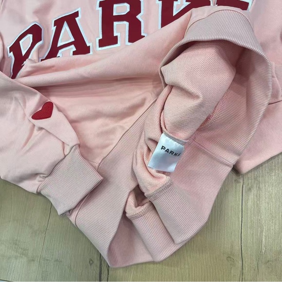 PARKE Women's Pink Sweatshirt with Red Lettering - Picture 5 of 6